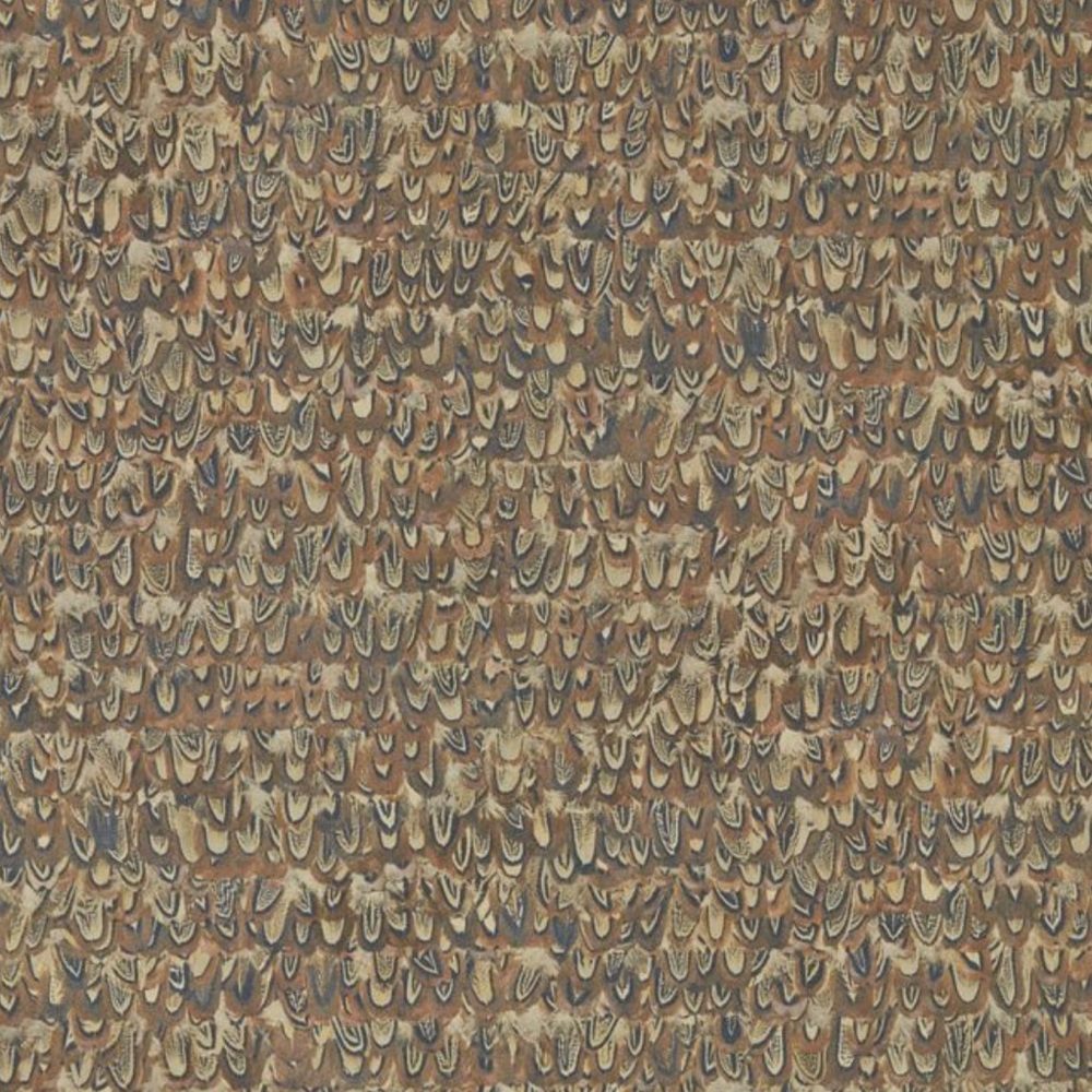 Zoffany Icarus Pheasant Feather Wallpaper in Copper Double Roll in Plastic
